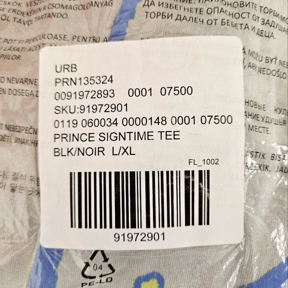 UO Prince Sign O' The Times 1987 Album Baggy Tee in Distressed Gray Sz L/XL NWT - Picture 9 of 9